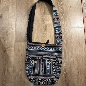 Boho Tribe Azure Fabric Crossbody Purse.